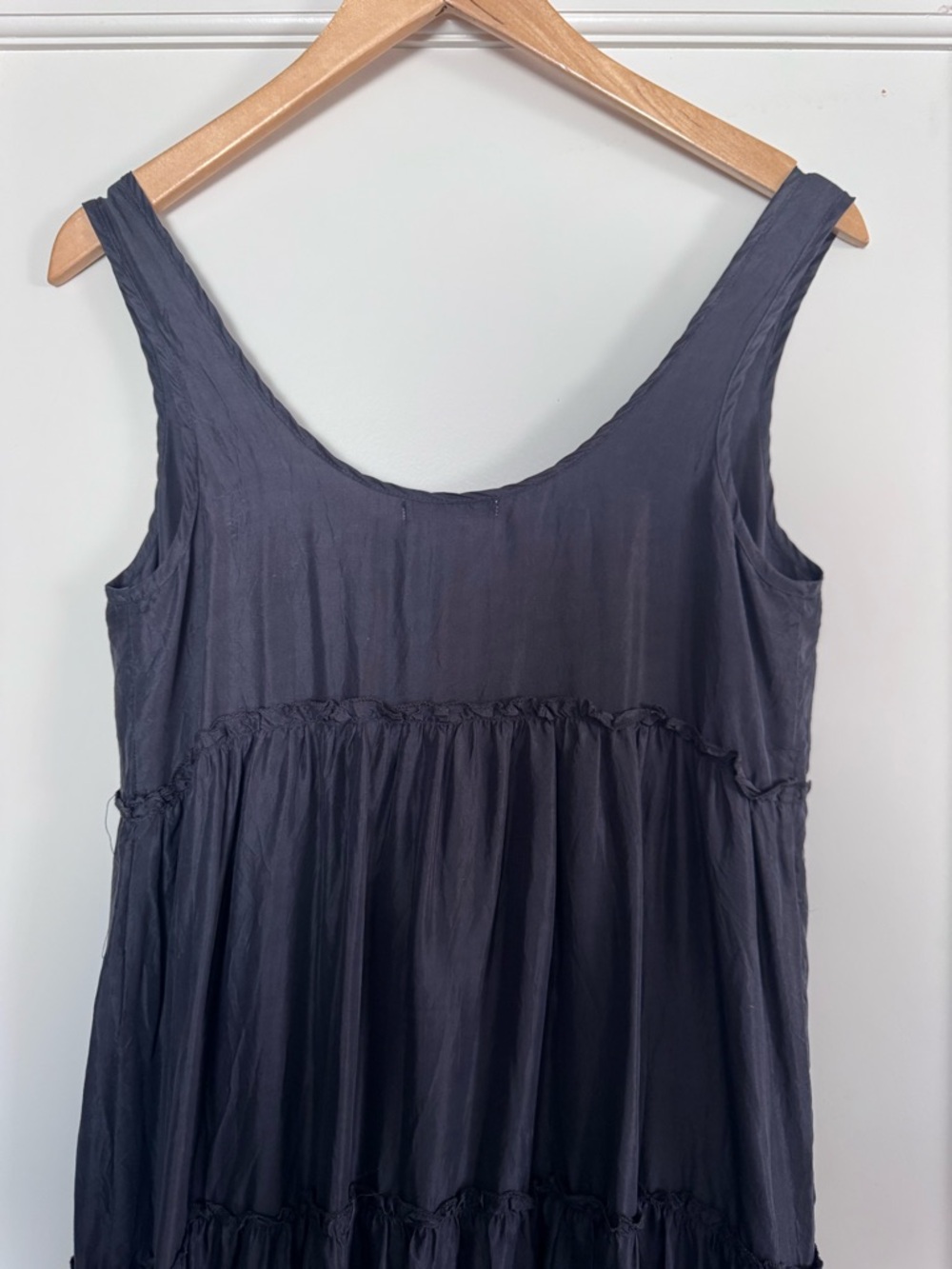 Calypso St. Barth Black Silk Sleeveless Tiered Maxi Dress - Picture 2 of 5